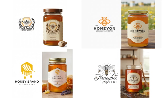 design honey bee logo and label packaging