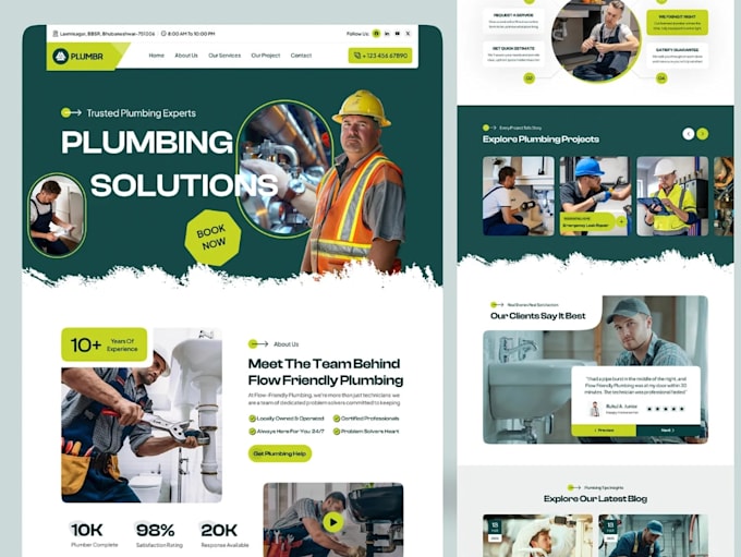 do handyman website, construction, hvac, epoxy floor, roofing, plumbing website