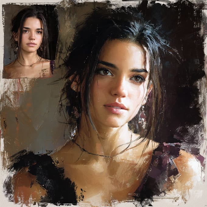 do professional hand drawn portrait oil painting