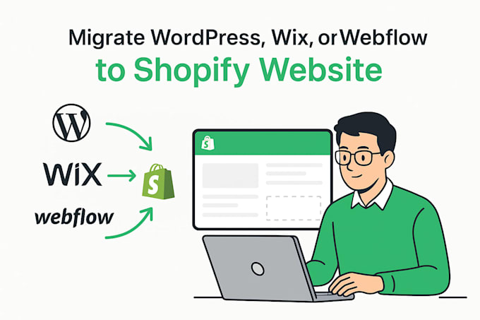 migrate and transfer websites from wordpress and wix and webflow to shopify