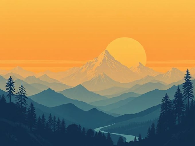 draw a  vector landscape illustration