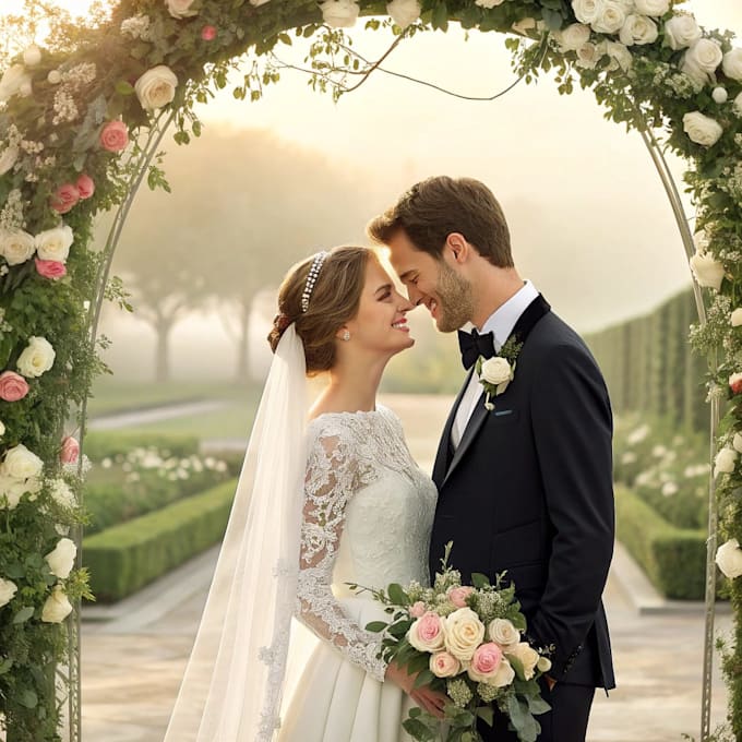 draw couple portrait for wedding illustration