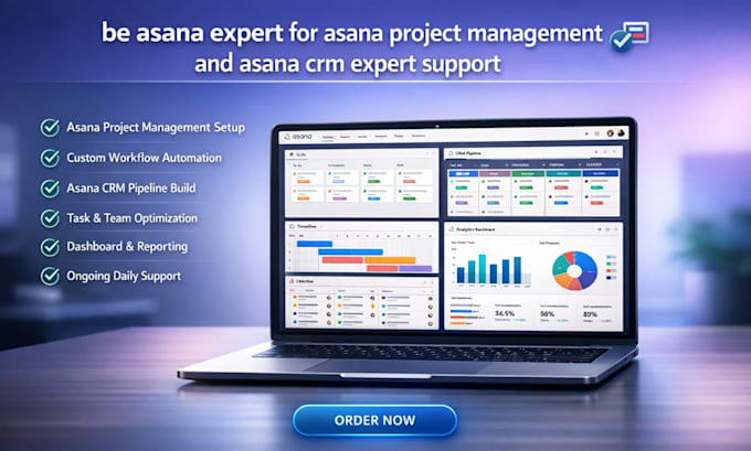 be asana expert for asana project management and asana crm expert support