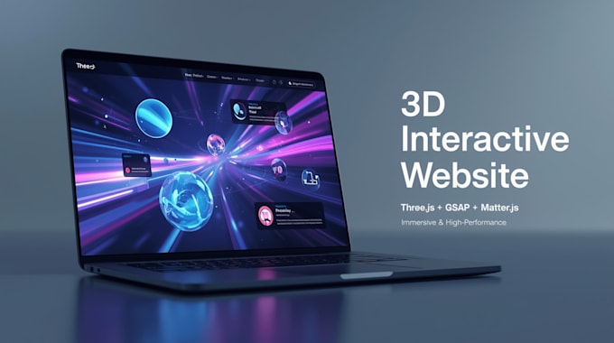 create 3d interactive  website with threejs, gsap, matterjs 3d animation
