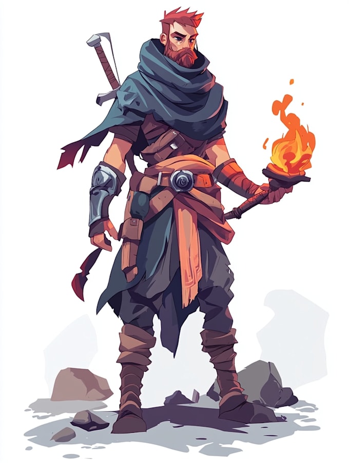 draw a 2d character design, 2d game character,