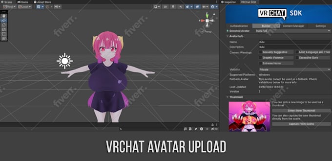 upload your vrchat avatar for you