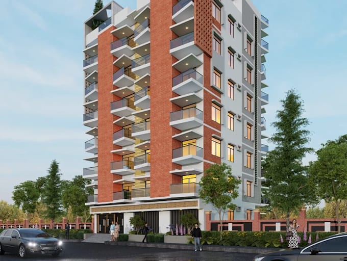 Remodel 3d multi story apartment building,exterior facade design ...
