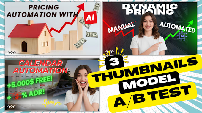 design high CTR youtube thumbnails for ab test, ai and custom