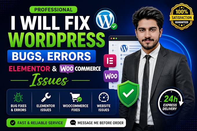 fix wordpress bugs, errors, elementor and woocommerce issues