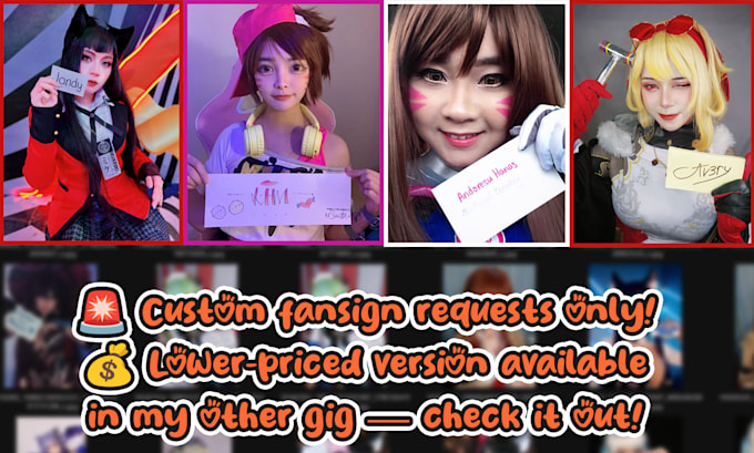 make cosplayer hold your name by request