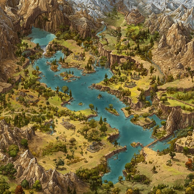 design a magical and immersive fantasy world map
