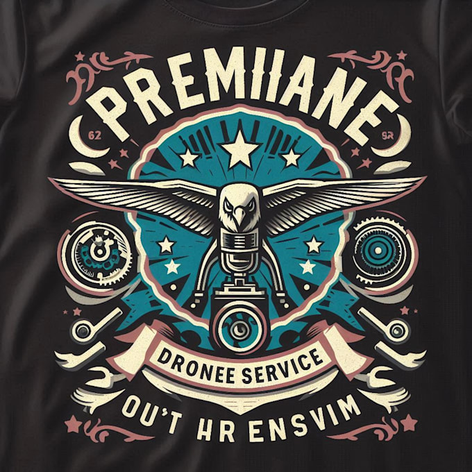 design premium vintage drone service logo t shirt design