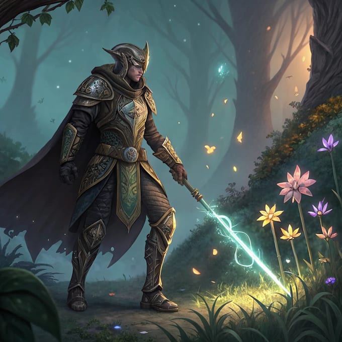 draw a fantasy character for dnd, pathfinder, etc