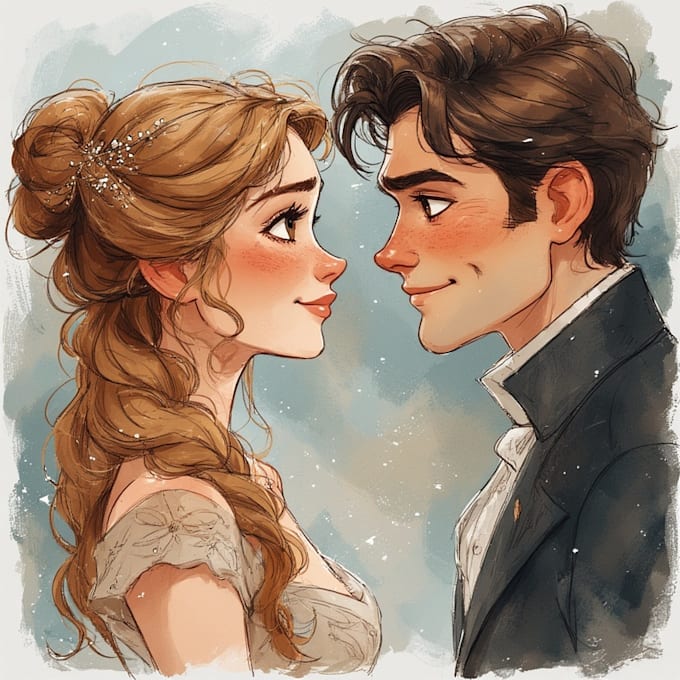 illustrate couple portrait design