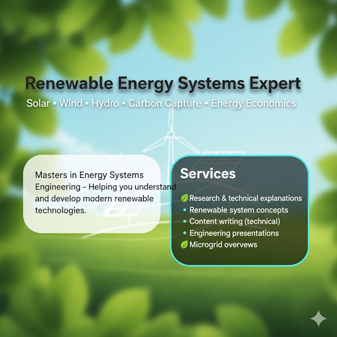 doing renewable energy projects on solar, wind and hydero