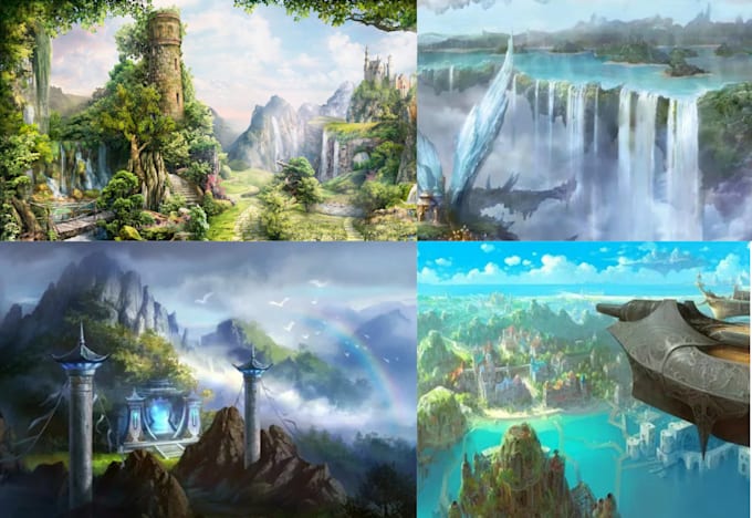 create fantasy environment landscape 3d game world stylized environment scifi