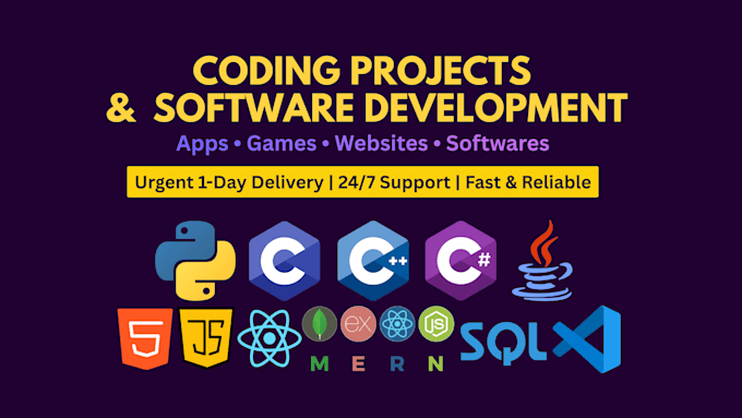 do coding assignments, app and game development projects in c, cpp, python, java