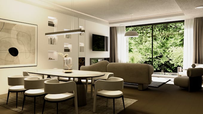 do interior design and rendering of living room