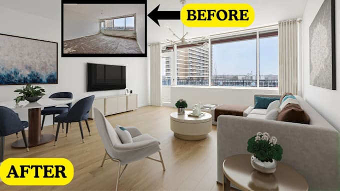 render 3d interior design, virtual staging, and lighting design for interiors