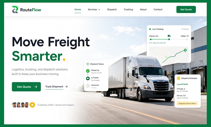 design logistics website trucking website dispatch logistics trucking website