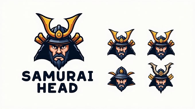 design realistic samurai head mascot logo with express delivery
