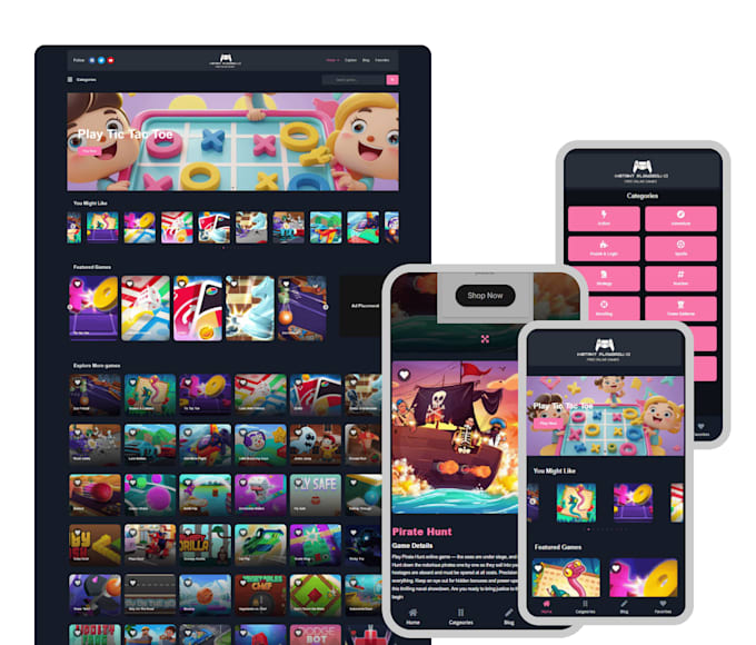 design and build responsive wordpress browser games website HTML5