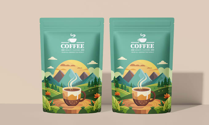 design premium coffee packging, bag, and label design