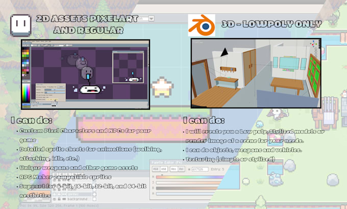 do game assets 2d or 3d low poly