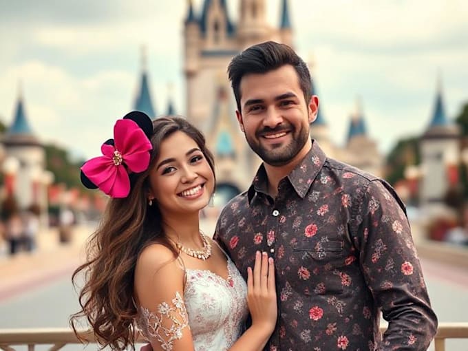 create cartoon disney couple portrait