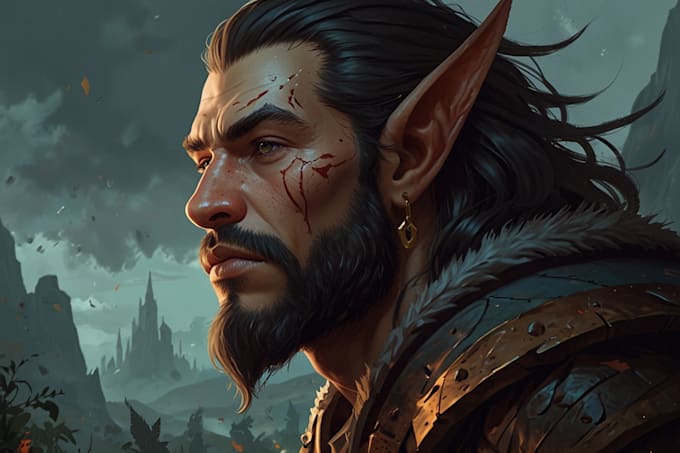 do a fantasy character art and character