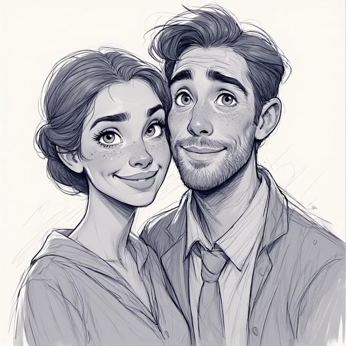 draw couple portrait illustration