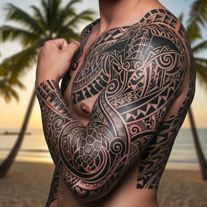 create your custom tribal polynesian tattoo sleeve