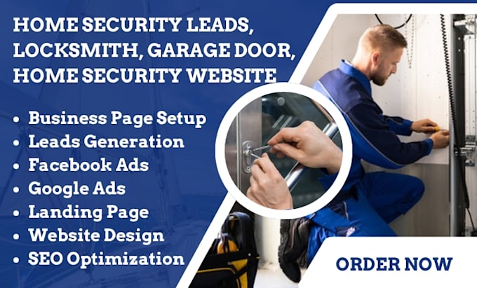 generate home security leads, locksmith garage door, home security website