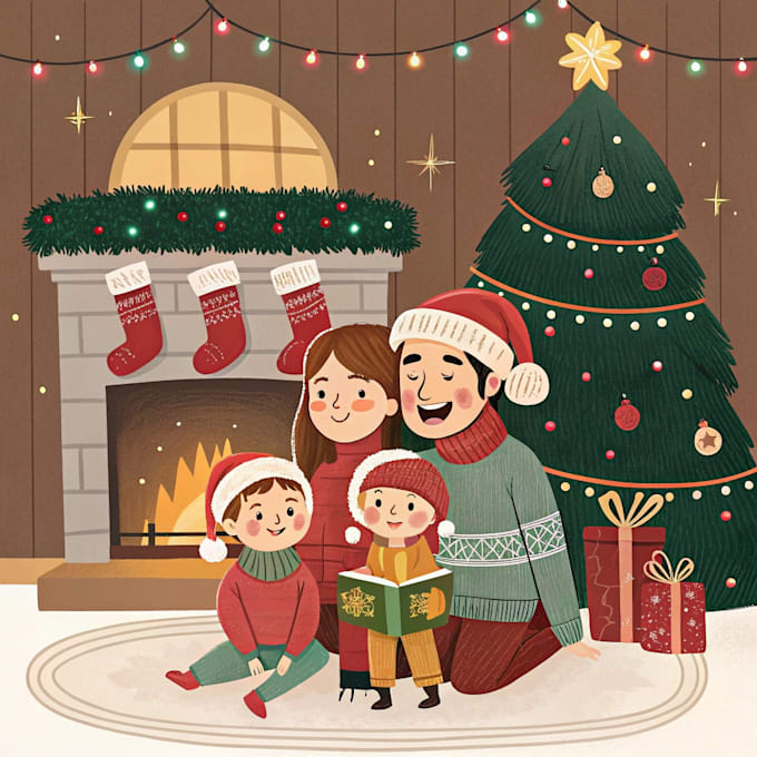 create stylized christmas family portrait