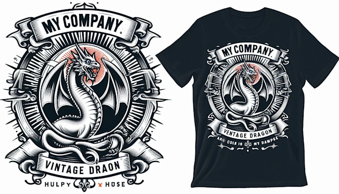 design premium vintage dragon logo t shirt design