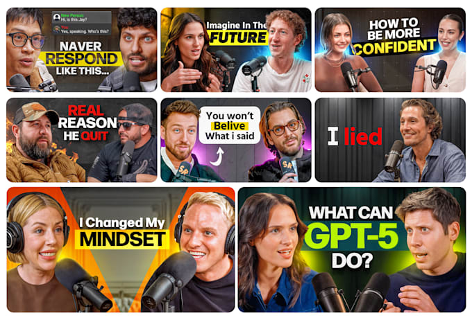 do high CTR podcast thumbnail design in 6 hours