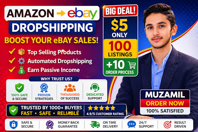 be your ebay dropshipping VA for listing and order processing