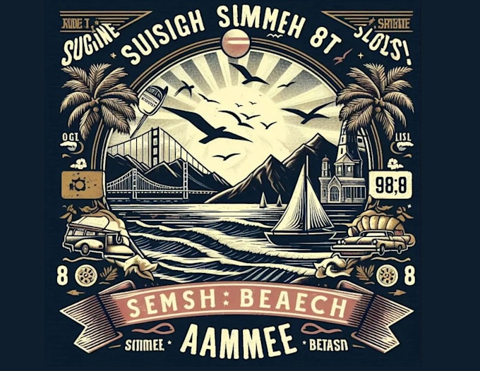 design retro t shirt summer beach logo
