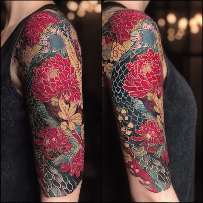 design a japanese traditional tattoo design