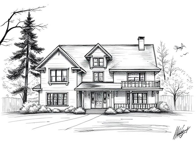 do interior sketch, architecture concept, exterior house