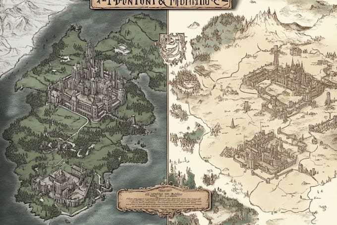 draw a professional fantasy map, world map, battle map, city map for you