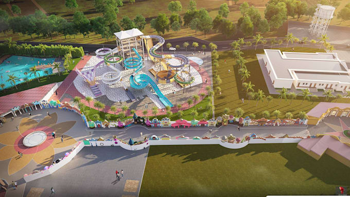 design 3d amusement park, theme park, master plan, site layout, fun park design