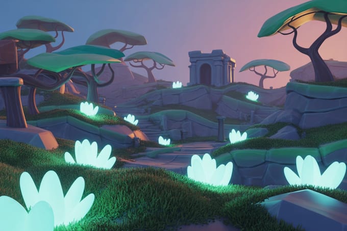 Do stylized 3d environment level design 3d scene game art, map, terrain ...