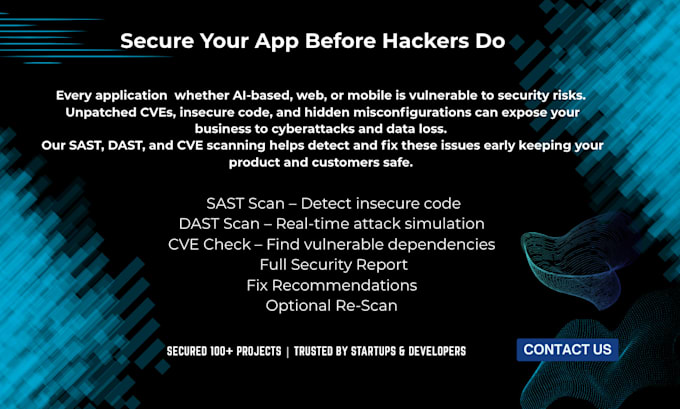 perform sast, dast, and cve vulnerability scanning for your application or code