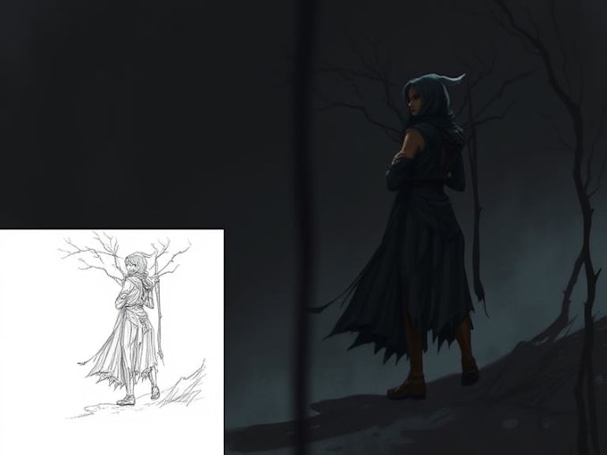create a dark art illustration for you