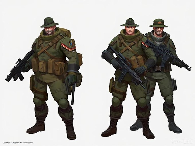 draw 2d game art military character design