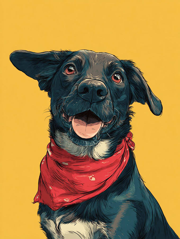 draw pet portrait, vector portrait, animal illustration