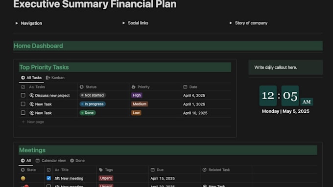 setup your notion dashboard, notion template and workflow automation