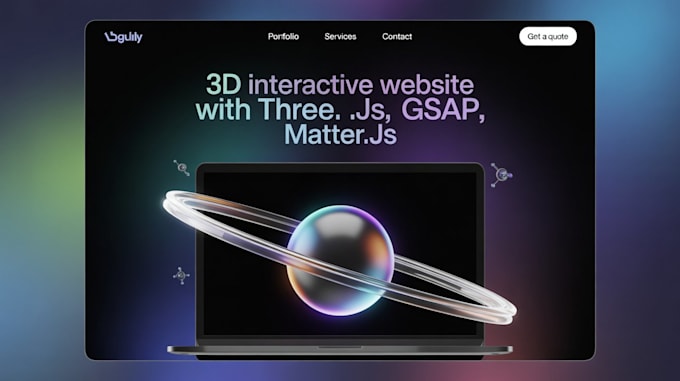create a 3d interactive website with threejs, gsap, matterjs