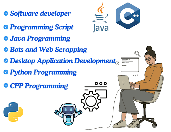 script and develop java, python, sql, and cpp programming projects or bots
